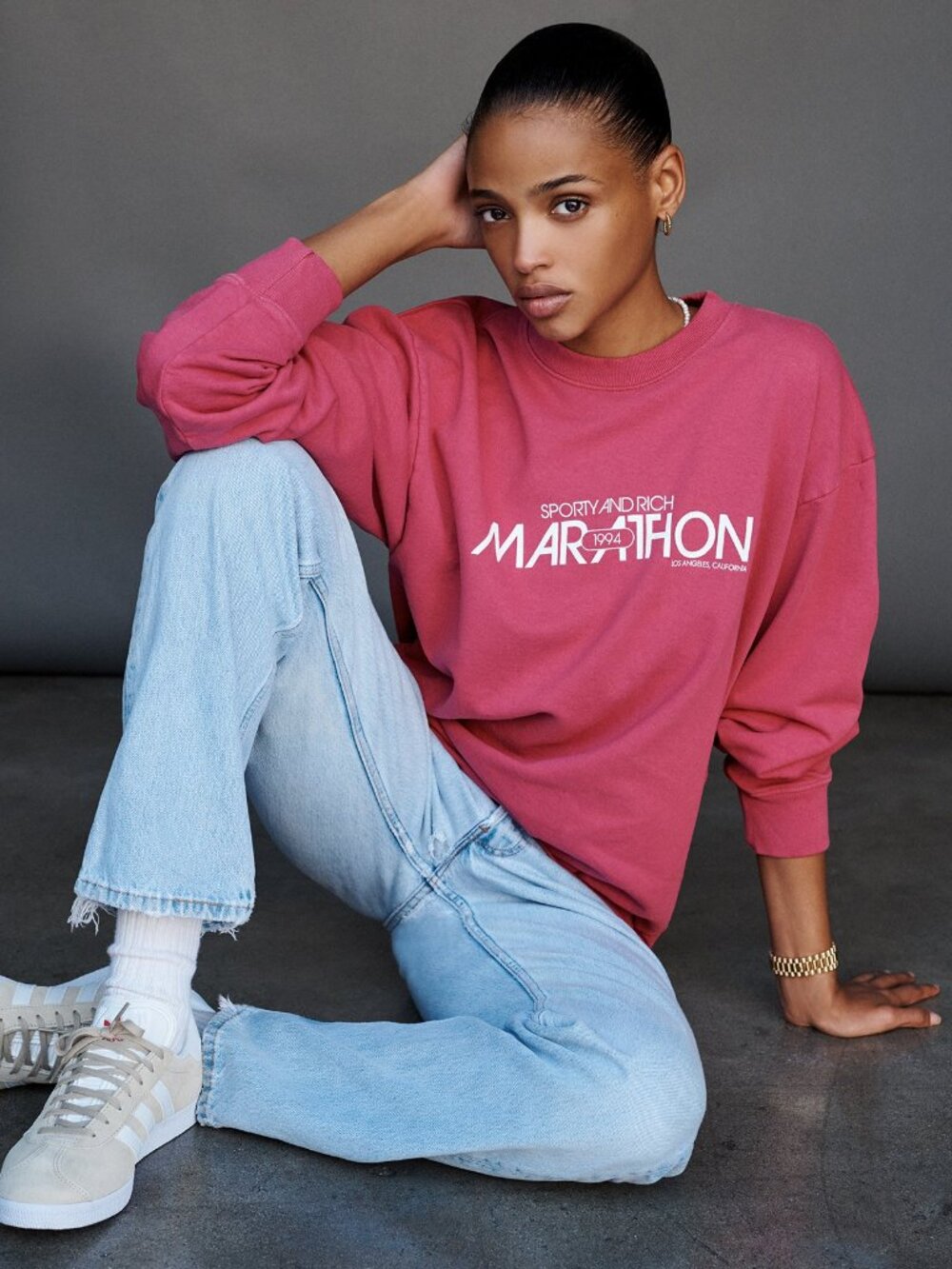 Sporty & Rich Marathon Sweatshirt in Rose Pink Size XS NWT